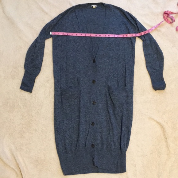 Gap blue heathered maxi buttoned v-neck cardigan - Picture 2 of 5